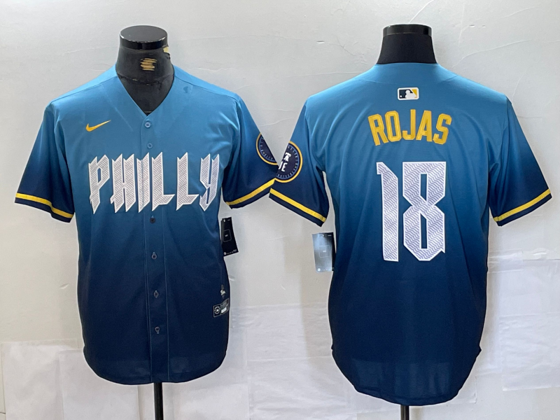 Men's Philadelphia Phillies Johan Rojas #18 Blue 2024 City Connect Limited Jersey